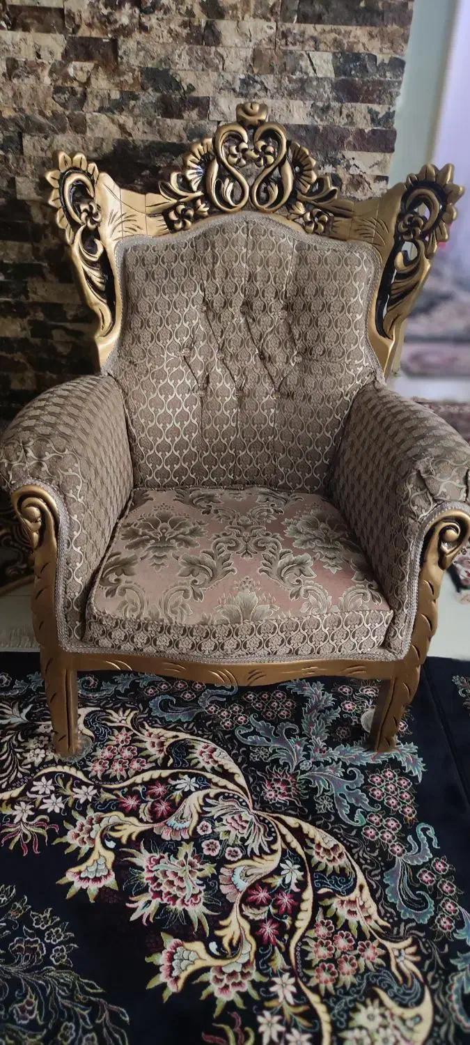 مبل سلطنتی ۹ نفره با میز و عسلی|مبلمان خانگی و میز عسلی|کرمانشاه, |دیوار