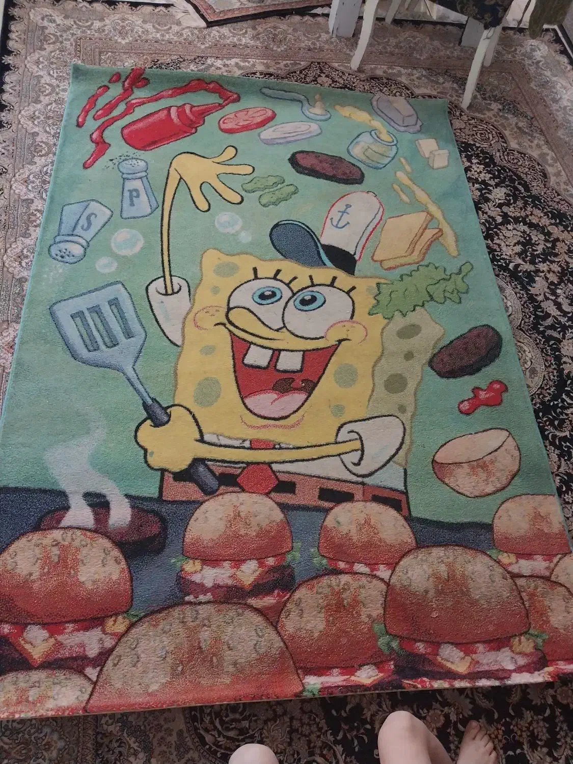 قالی بچگونه طرح باب اسفنجی|فرش|آبادان, |دیوار