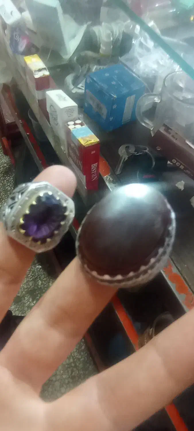 دو عدد انگشتر نقره به عقیق و موزانایت روسی ۴گیراط|جواهرات|قم, ولیعصر|دیوار