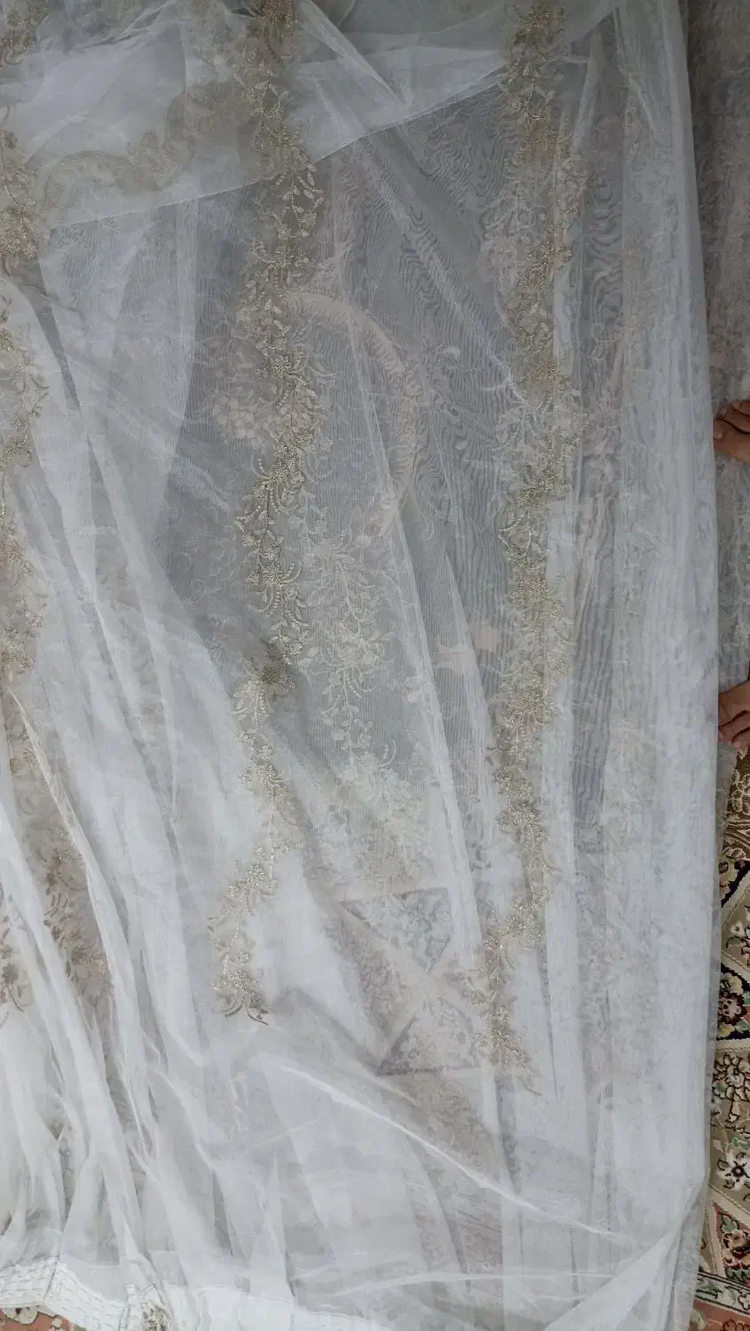 شش متر پرده تور خامه دوزی شده|پرده، رانر، رومیزی|تربت جام, والفجر|دیوار