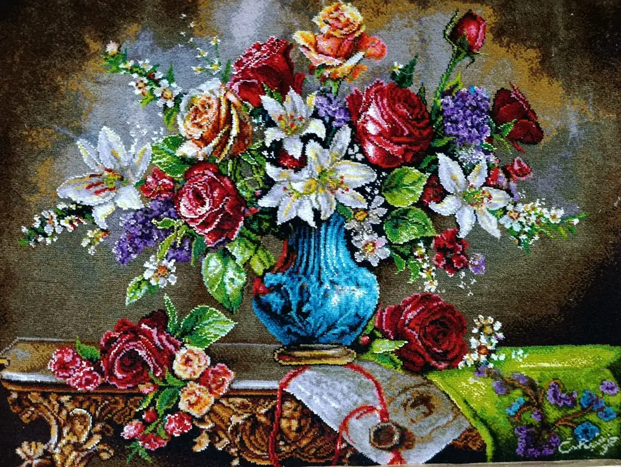 تابلو فرش دستبافت گل برای روز مادر/نقد و اقساط|تابلو فرش|تهران, لویزان|دیوار