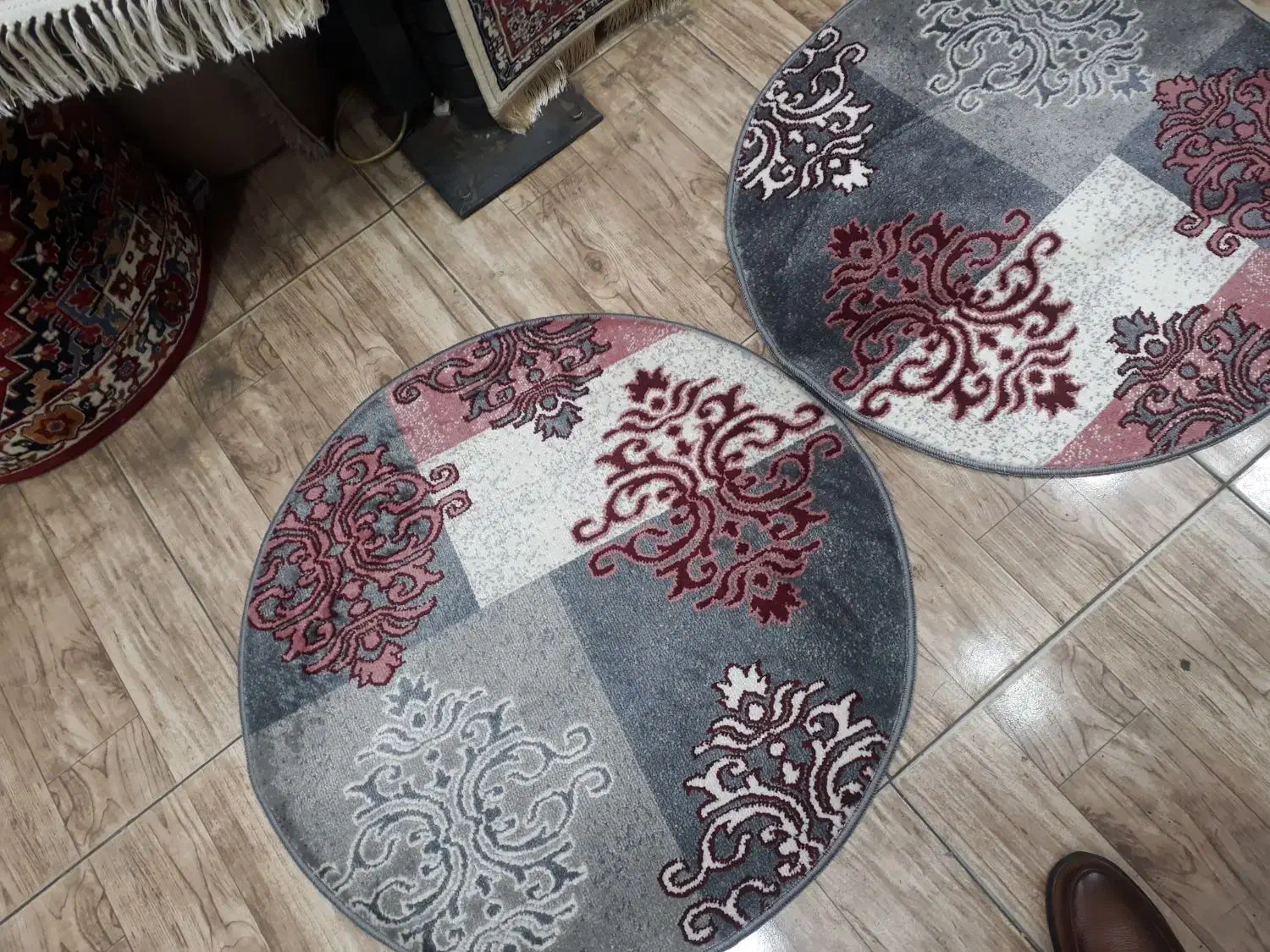 فرش دایره سایز ۸۰×۸۰ فرش گرد فانتزی طوسی ضخیم|فرش|تبریز, |دیوار