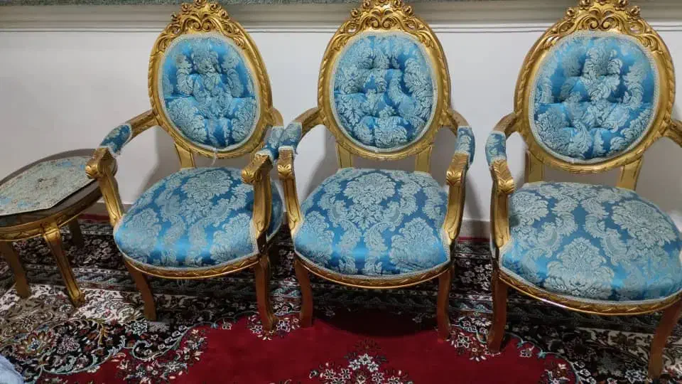 مبل سلطنتی ۷نفره رنگ فیروزه ای سالم چوپ راش|مبلمان خانگی و میز عسلی|تهران, مشیریه|دیوار