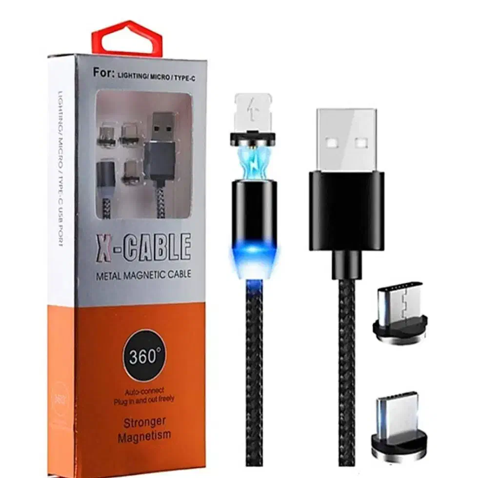 سیم مگنتی شارژر سه سر چراغ داراندروید.تایپ سی اپل|لوازم جانبی موبایل و تبلت|چالوس, |دیوار