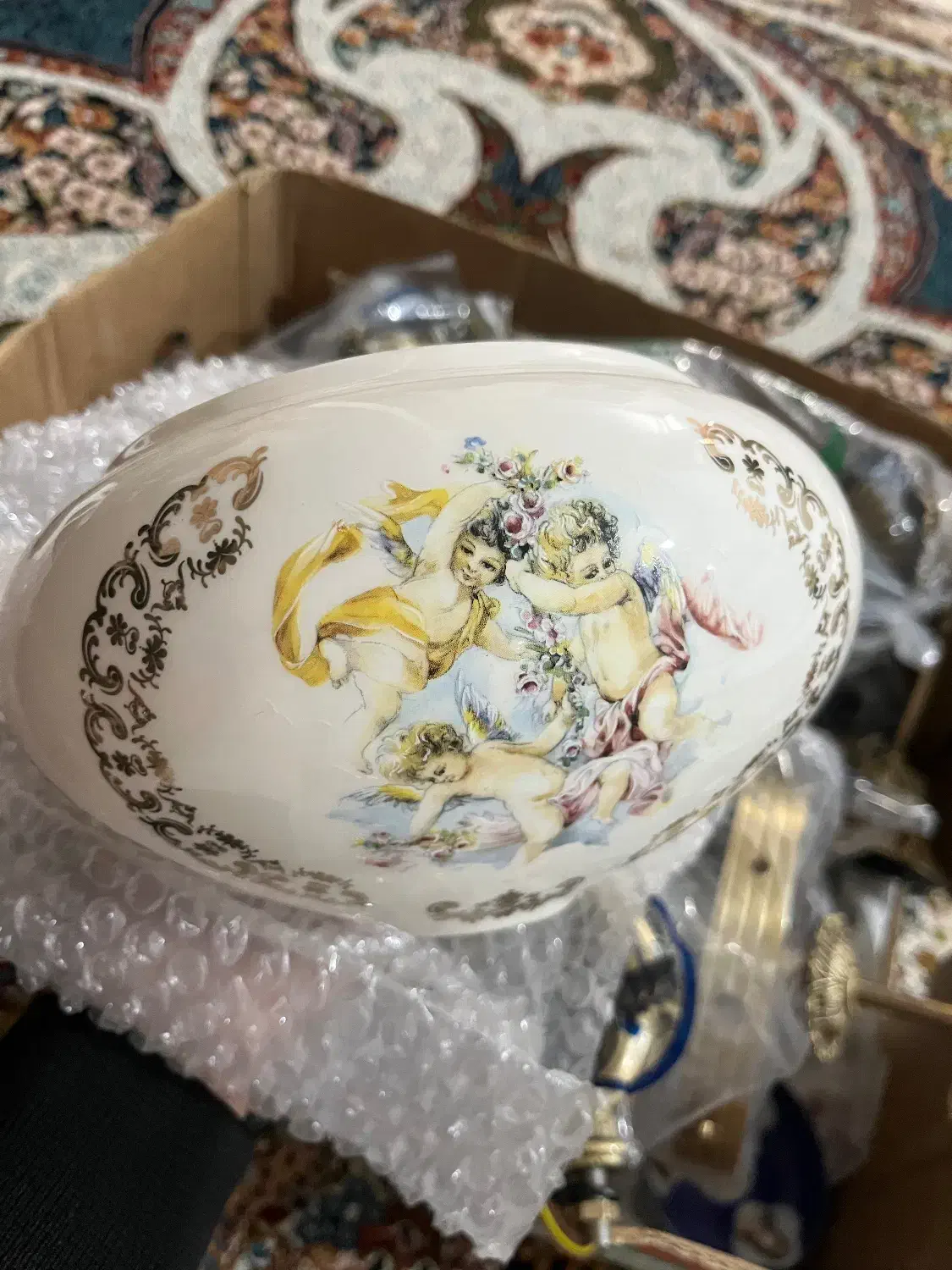 لوستر ۱۰شاخه سرامیکی برنجی کاملا نو|لوستر و چراغ آویز|سراب, |دیوار