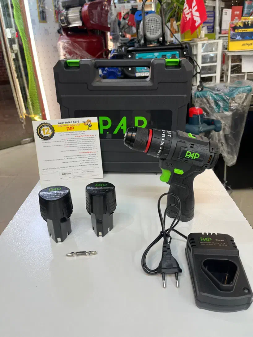 دریل شارژی براشلس چکشی پی ای پی دو باطری|ابزارآلات|گرگان, |دیوار