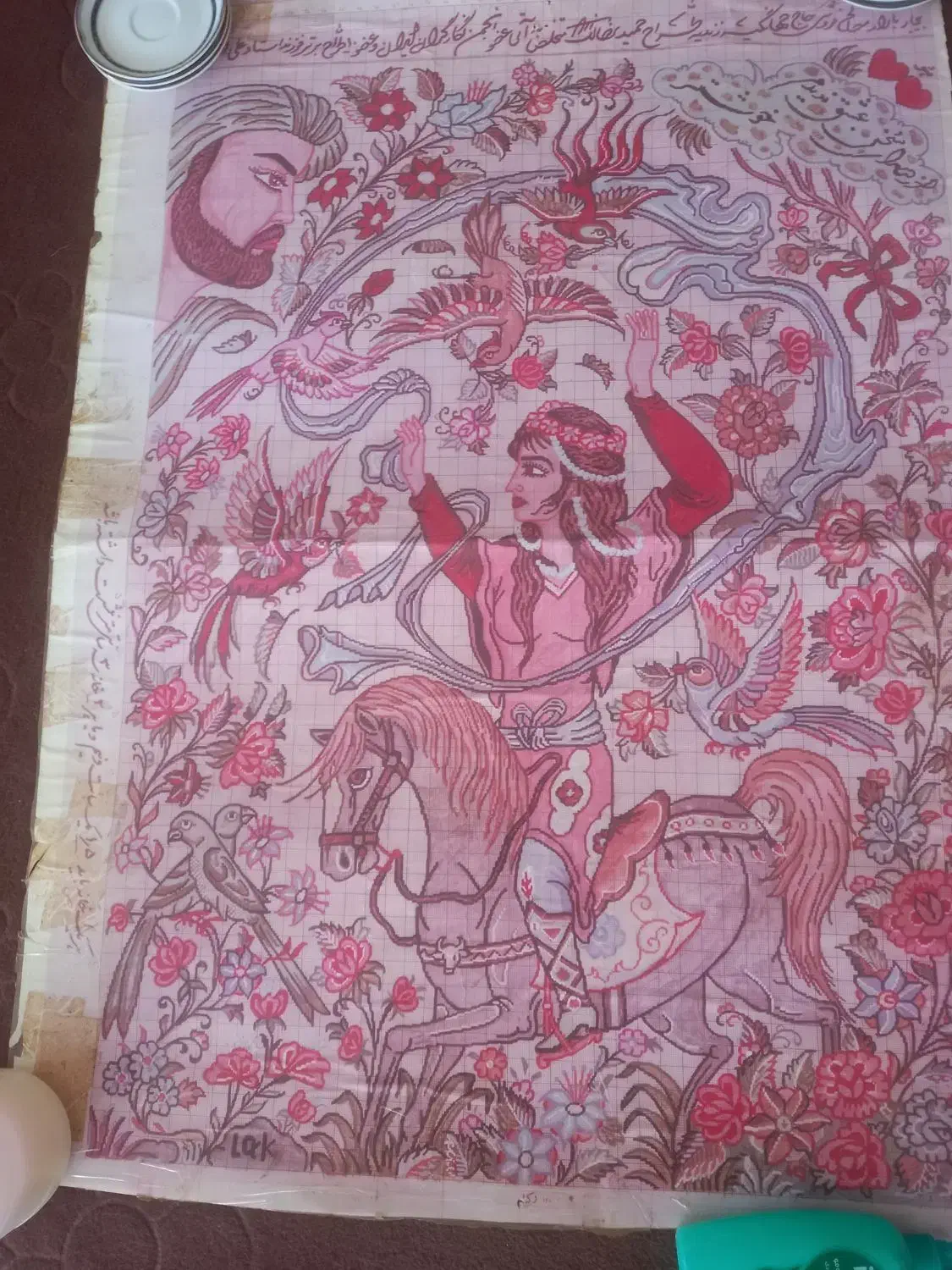 نقشی فرش شکارگا قدیمی|فرش|بیجار, |دیوار