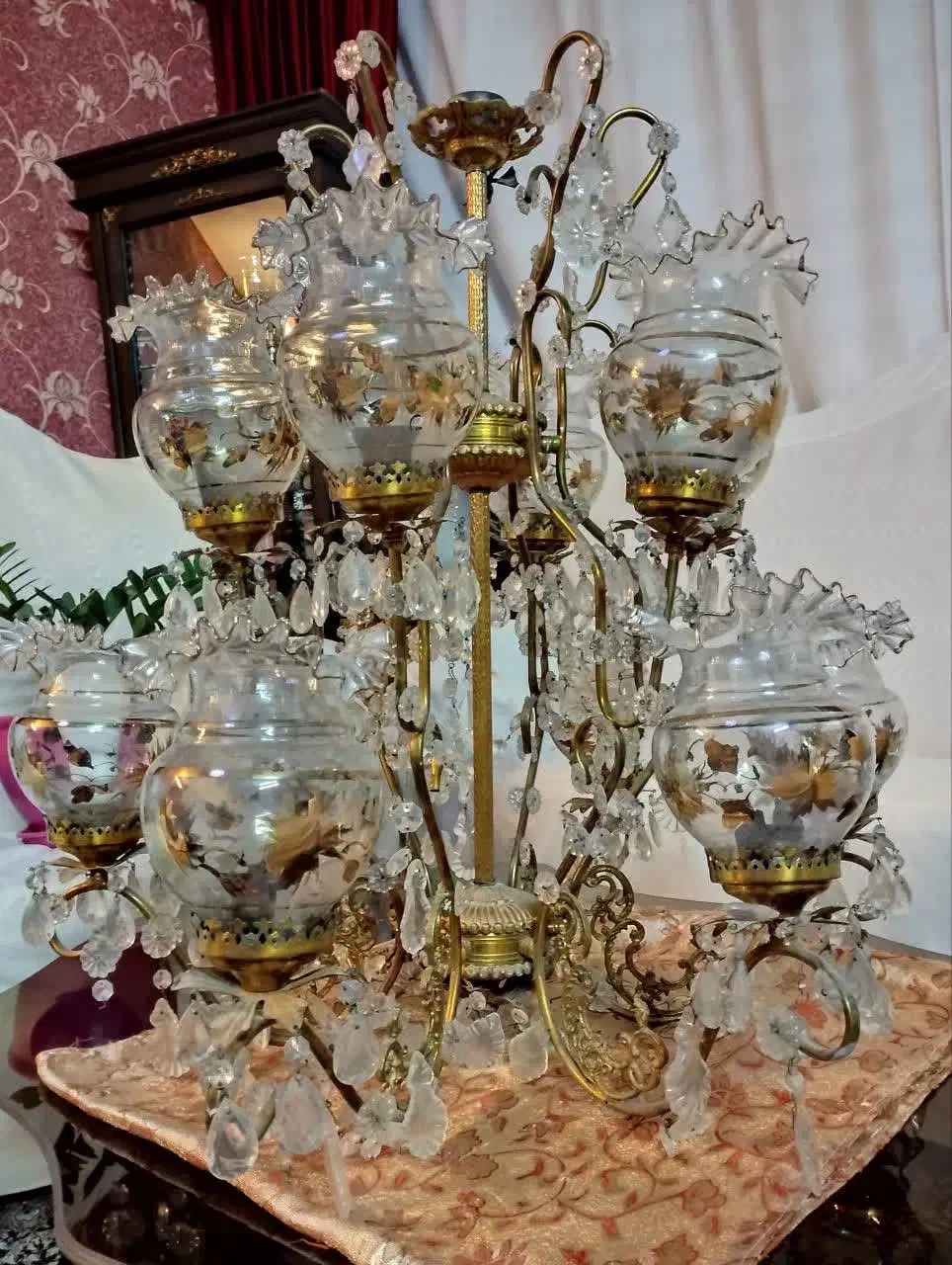 لوستر برنجی عتیقه|کلکسیون اشیاء عتیقه|مشهد, چهارچشمه|دیوار