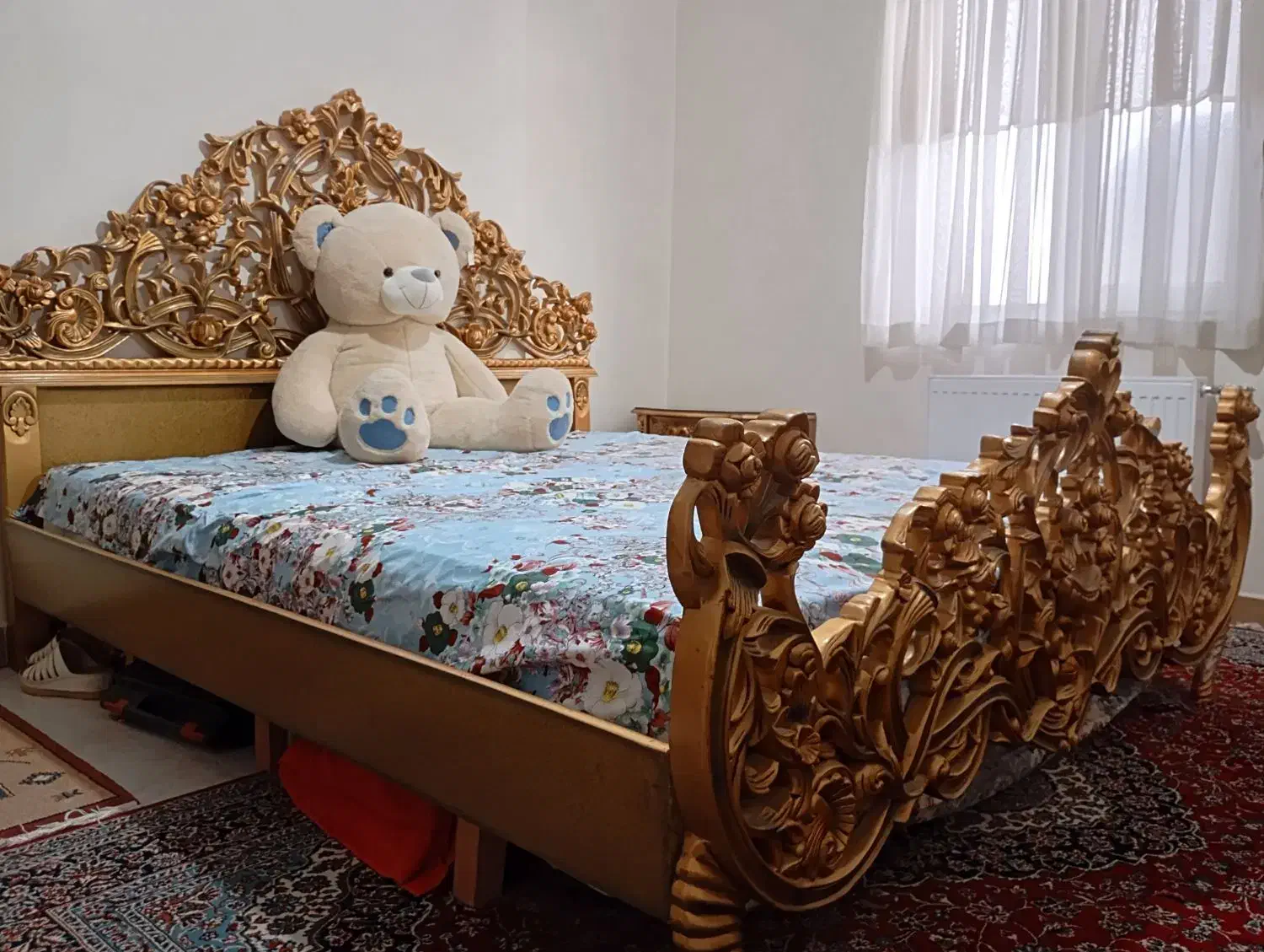 سرویس خواب دست ساز تمام چوب مدل سیندرلا با تشک|تخت و سرویس خواب|پرند, فاز ۵|دیوار