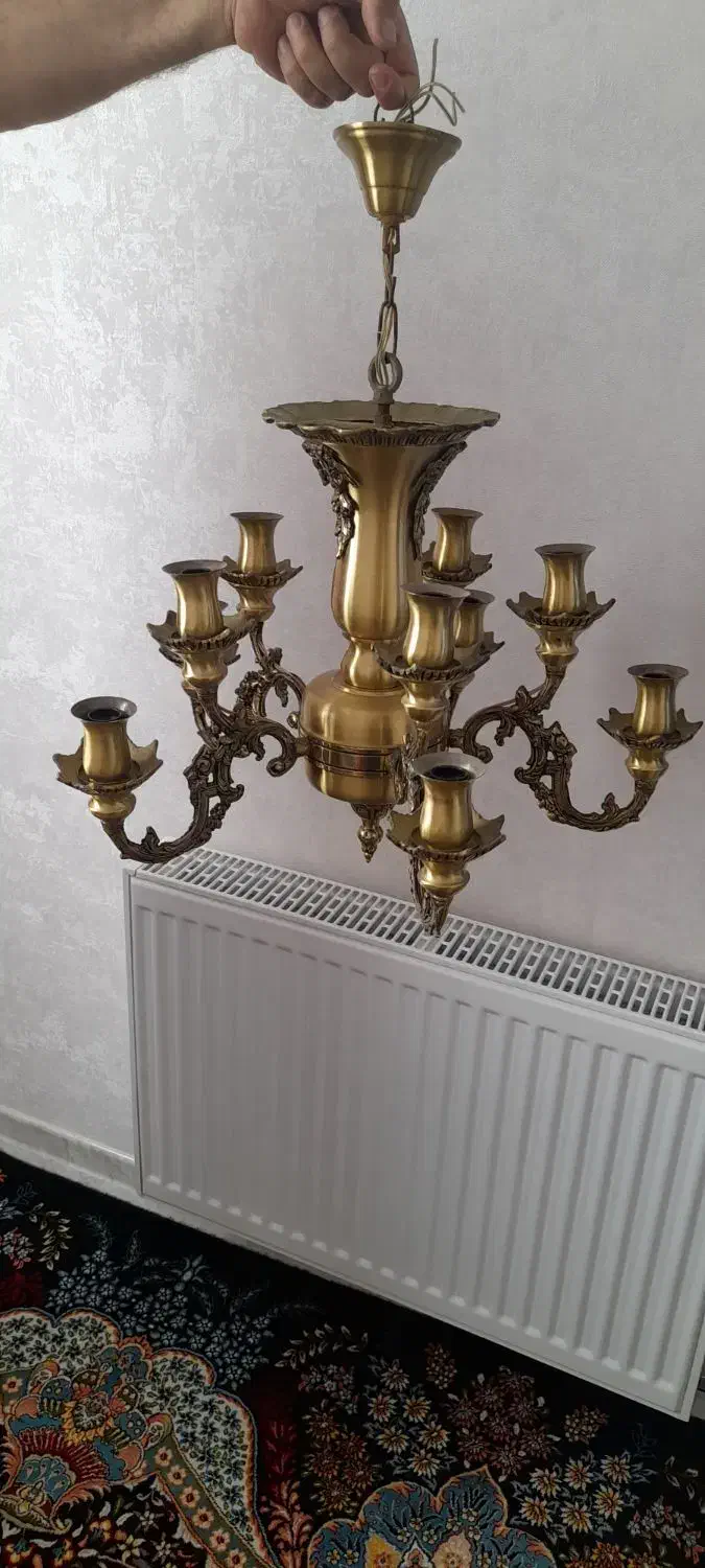 یک جفت لوستر ۱۰ شاخه برنز فرشته کاملا نو|لوستر و چراغ آویز|فردیس, شهرک ارم|دیوار