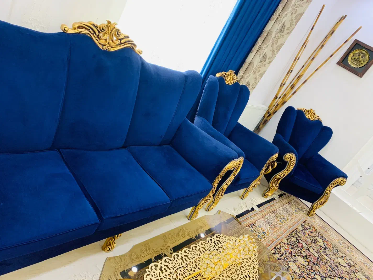 مبل کلاسیک ۷ نفره با جلو مبلی و عسلی|مبلمان خانگی و میز عسلی|بانه, |دیوار