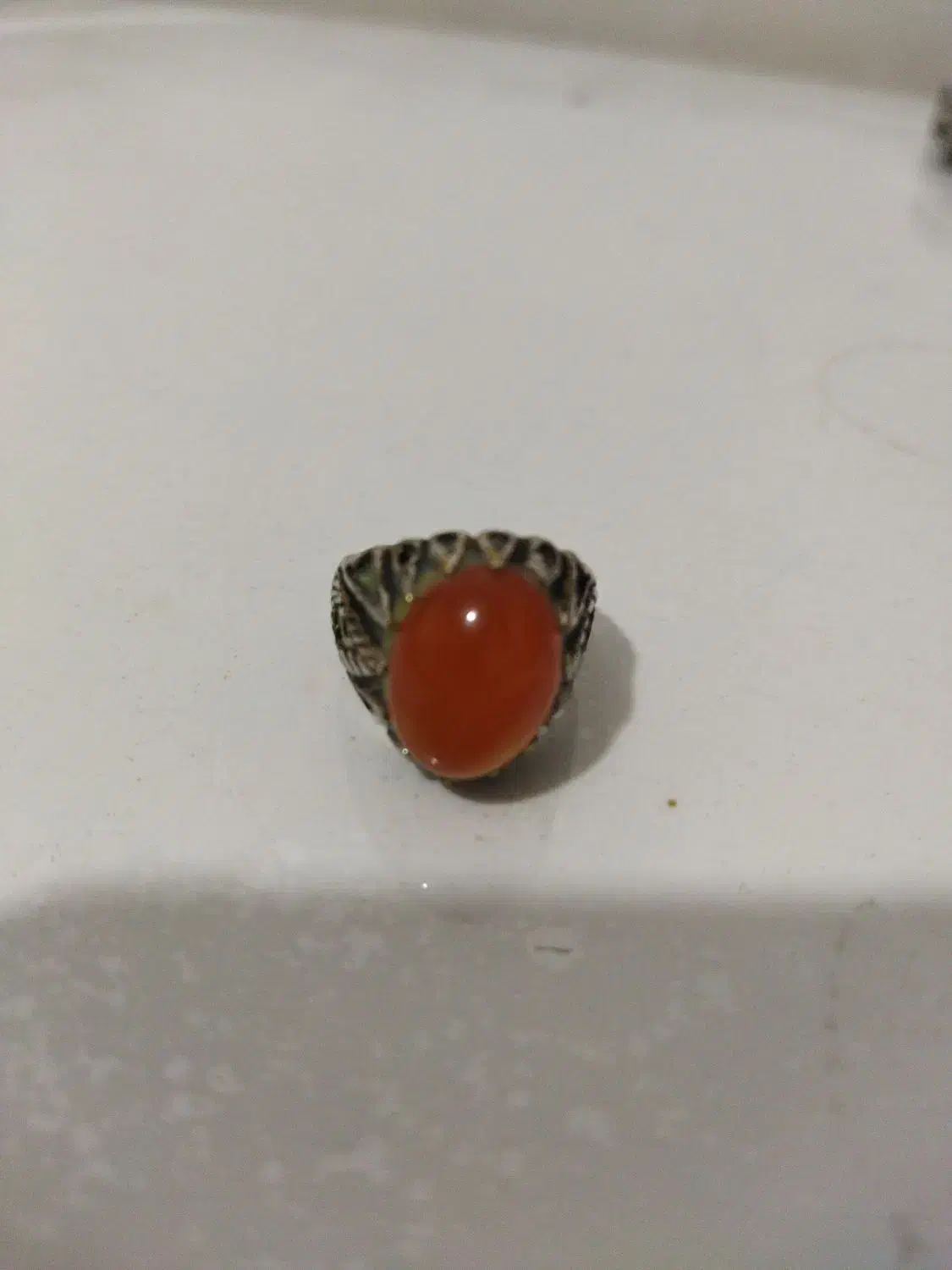 حلقه نارنجی عقیق یمنی آبدار|جواهرات|نقده, |دیوار