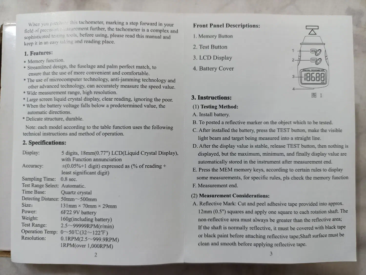 تاکومتر (دور سنج) لیزری مدل +DT-2234C|ابزارآلات|اصفهان, ارغوانیه|دیوار