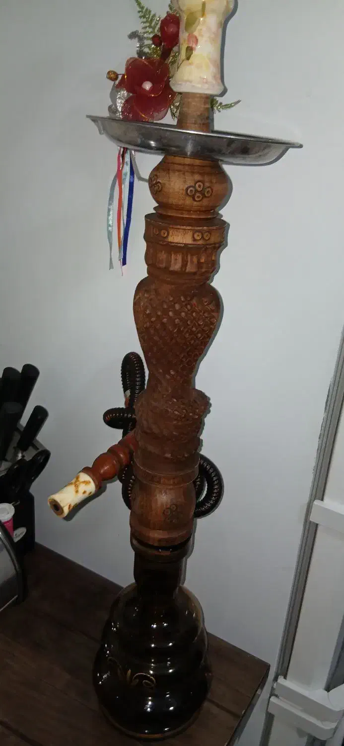 قلیان چوبی طرح مار کبری  دست ساز|کلکسیون و سرگرمی|نسیم‌شهر, |دیوار