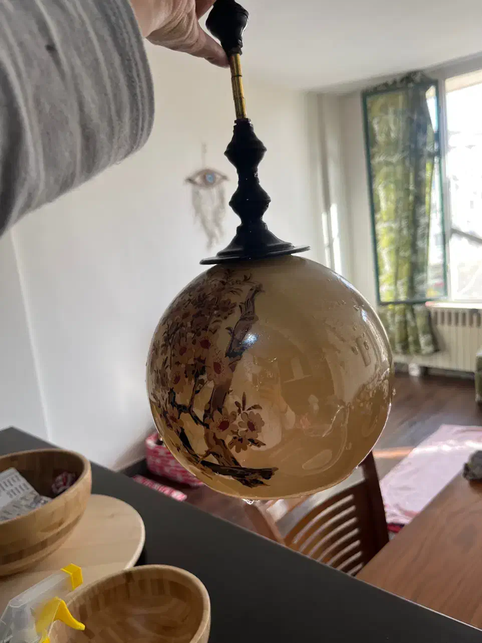 لوستر تکشاخه با حباب بسیار تمیز|لوستر و چراغ آویز|کرج, شهرک جهاننما|دیوار