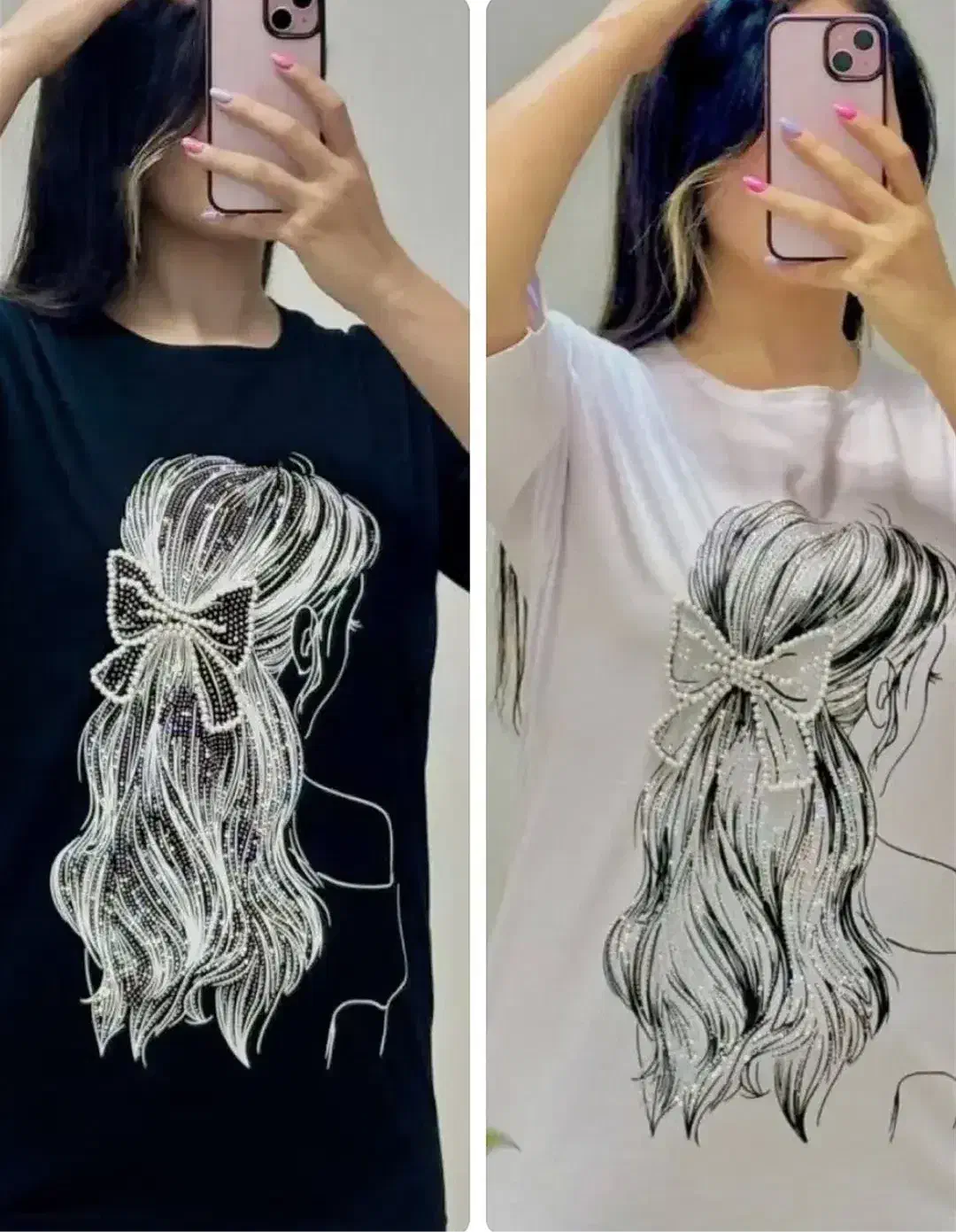 تیشرت مو پاپیون نگین و مروارید|لباس|کازرون, |دیوار