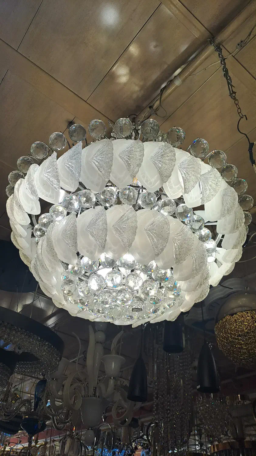 لوستر کریستال و برگ|لوستر و چراغ آویز|گرگان, |دیوار