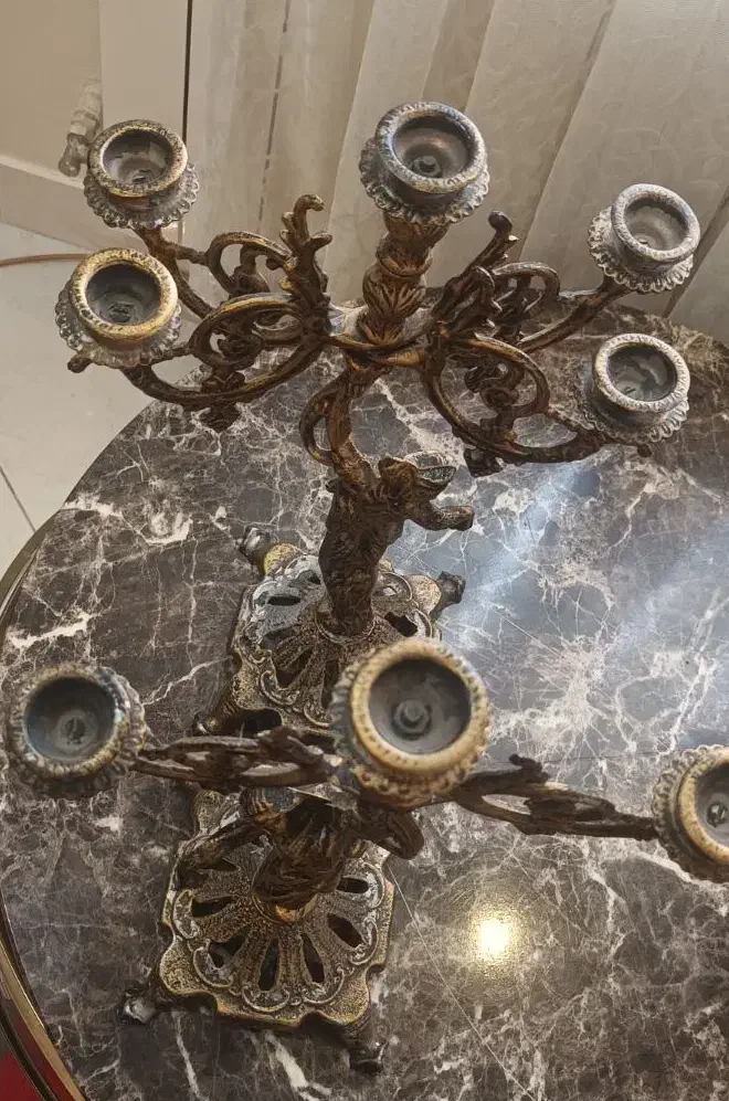 ساعت و شمعدان برنز|ساعت دیواری و تزئینی|بومهن, |دیوار