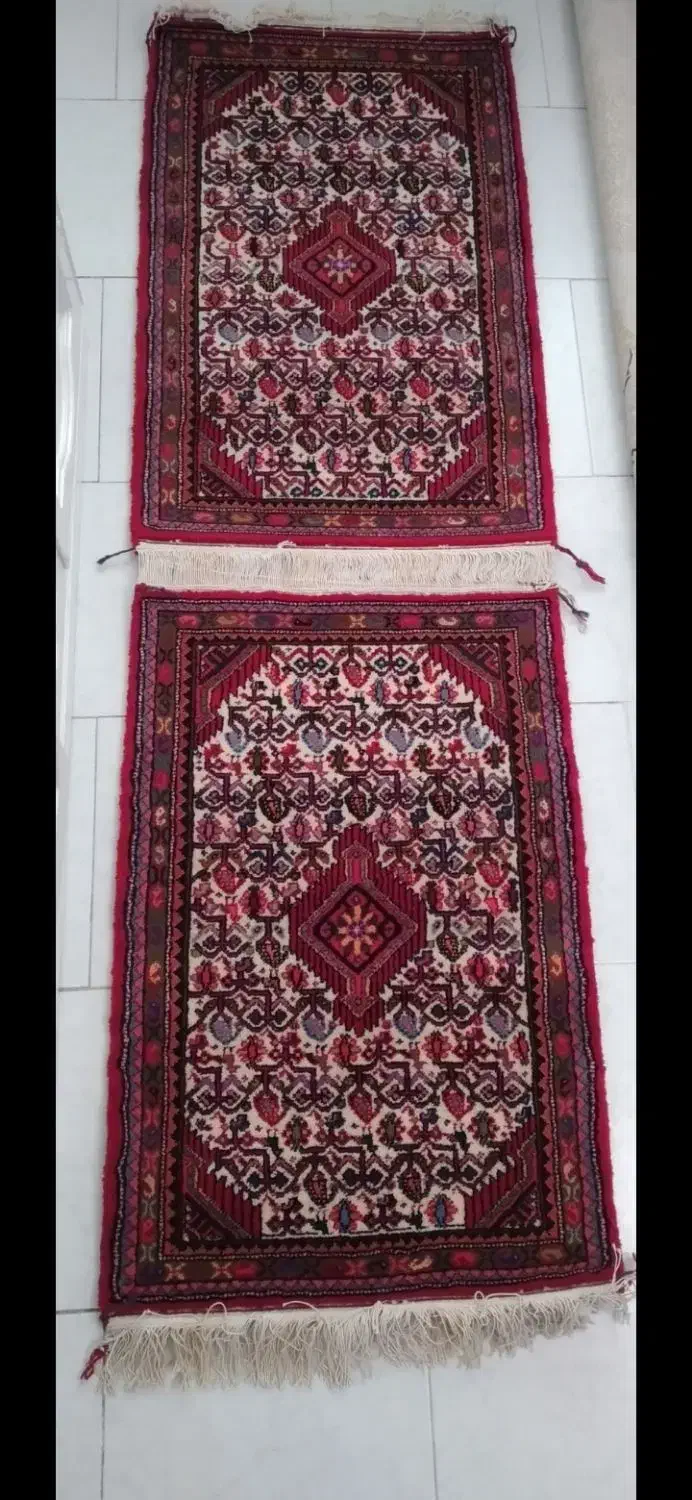 یک جفت قالیچه دستبافت نو (پشتی)|فرش|همدان, |دیوار