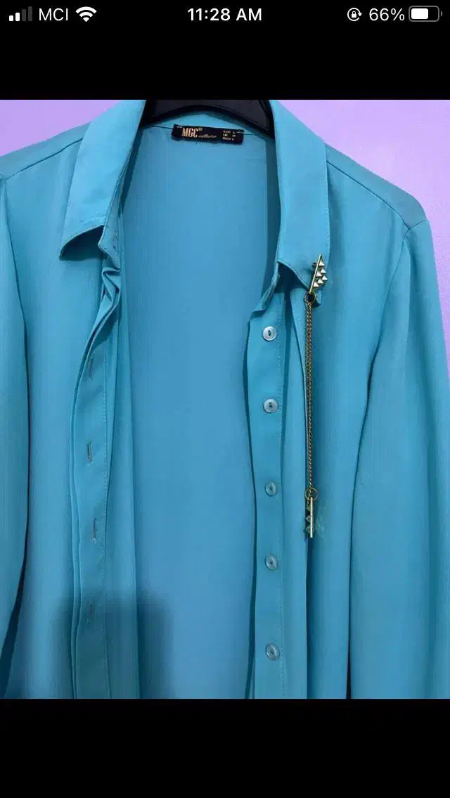 شومیز حریر فیروزه ای|لباس|تبریز, |دیوار