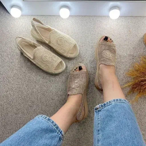 صندل مکرومه دخترانه ۳۷ تا ۴۰ در سه رنگ از تولیدی|کفش و لباس بچه|نیشابور, امام خمینی|دیوار