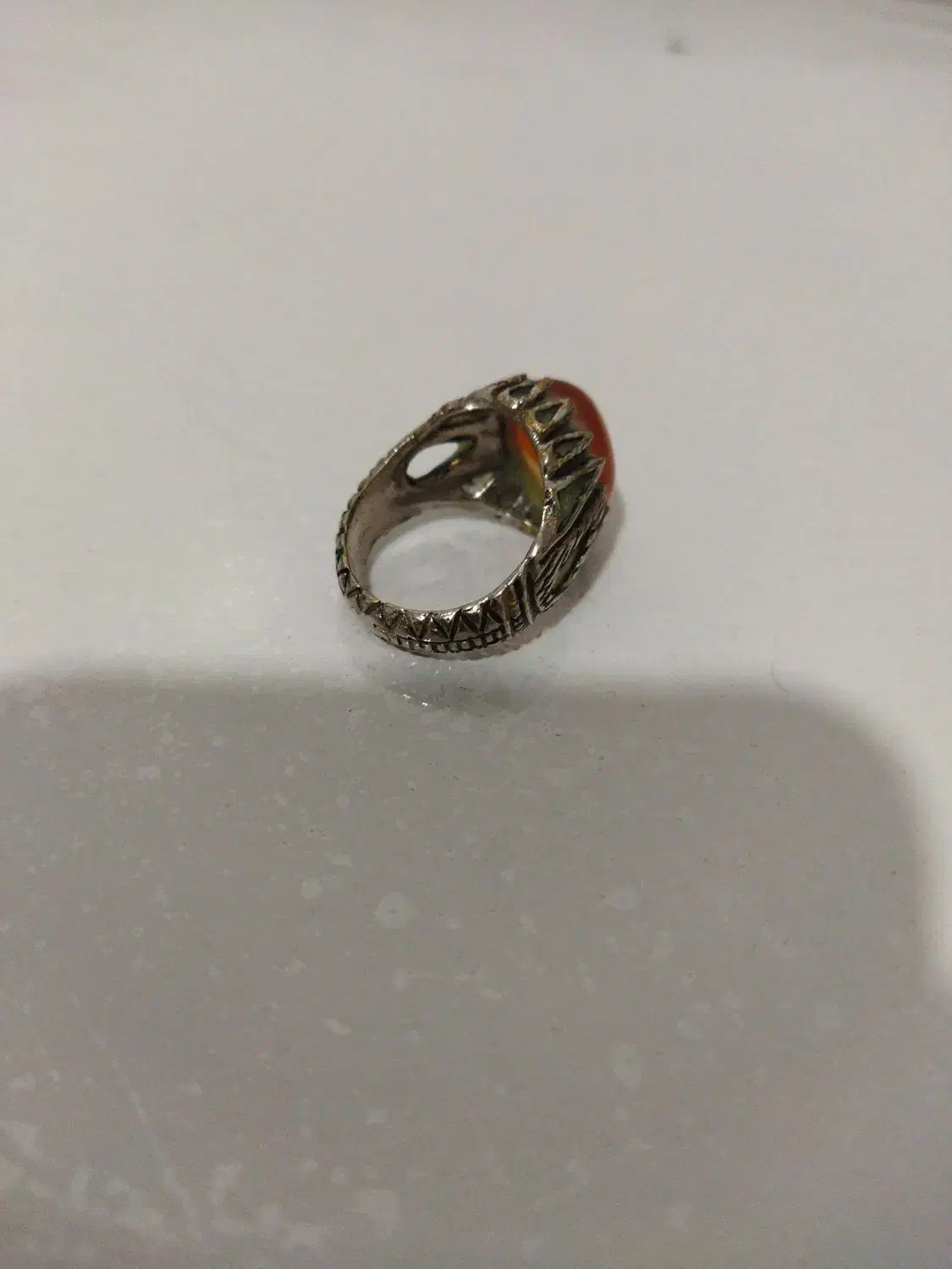 حلقه نارنجی عقیق یمنی آبدار|جواهرات|نقده, |دیوار