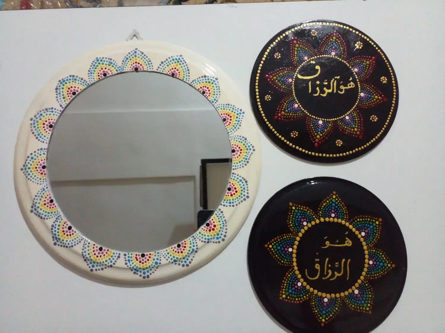 آینه نقطه کوبی شده مشکی|آینه|آق قلا, |دیوار