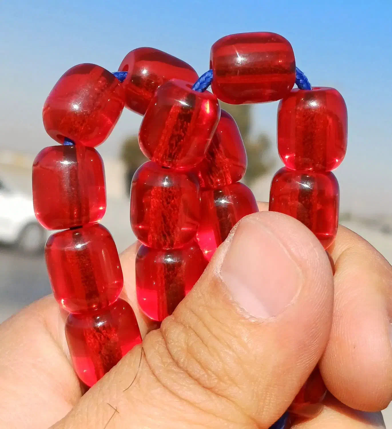 تسبیح سندلوس سرخ آبی آلمانی|جواهرات|کرمانشاه, |دیوار