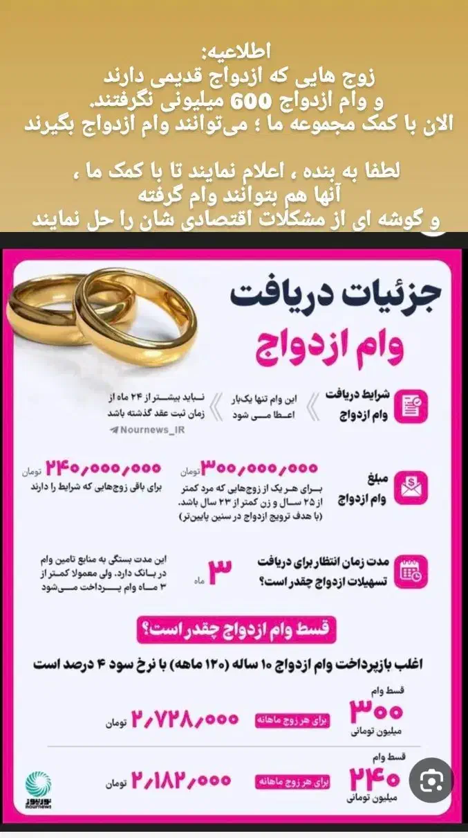 متاهلین قبل سال 95/وام ازدواج نیم میلیاردی بگیرید|خدمات مالی، حسابداری، بیمه|شیراز, قصرالدشت|دیوار