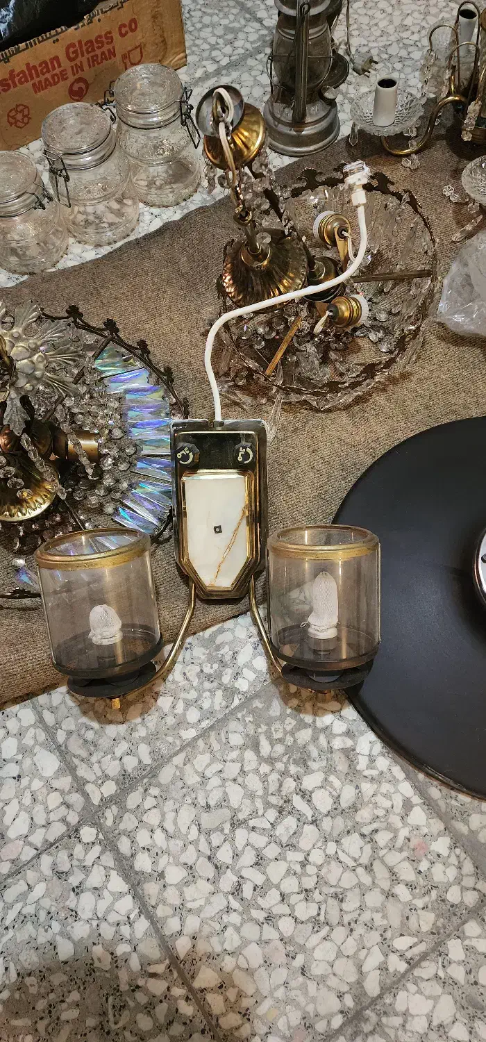 لوستر برنجی و کریستالی|لوستر و چراغ آویز|تهران, مجیدیه|دیوار