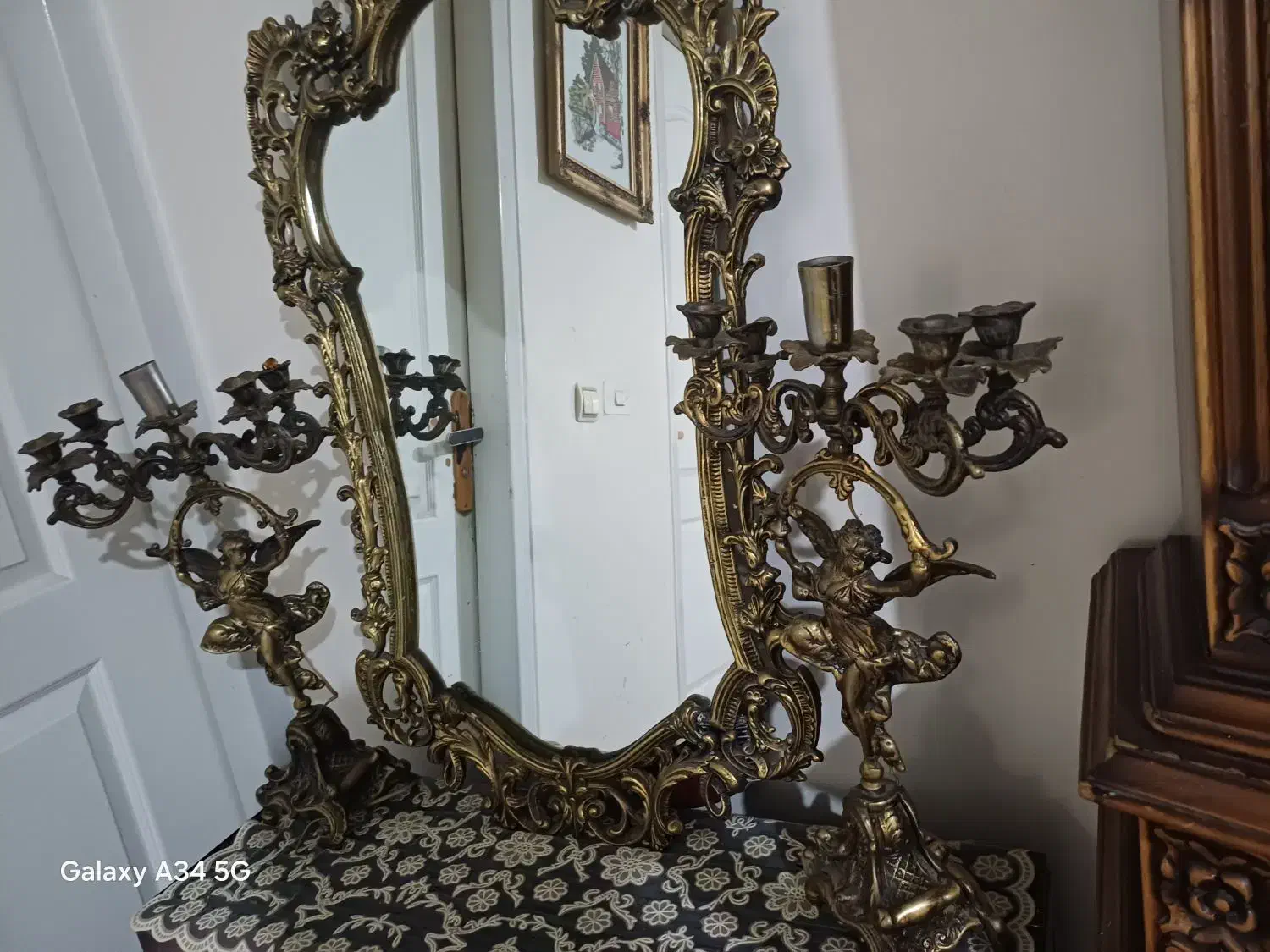 اینه و شمعدان برنز قدیمی|آینه|تهران, گلچین|دیوار