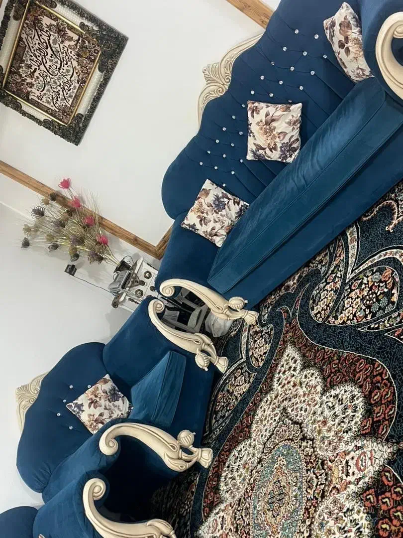 مبل ۷نفره سالم و خوشرنگ|مبلمان خانگی و میز عسلی|نور, |دیوار