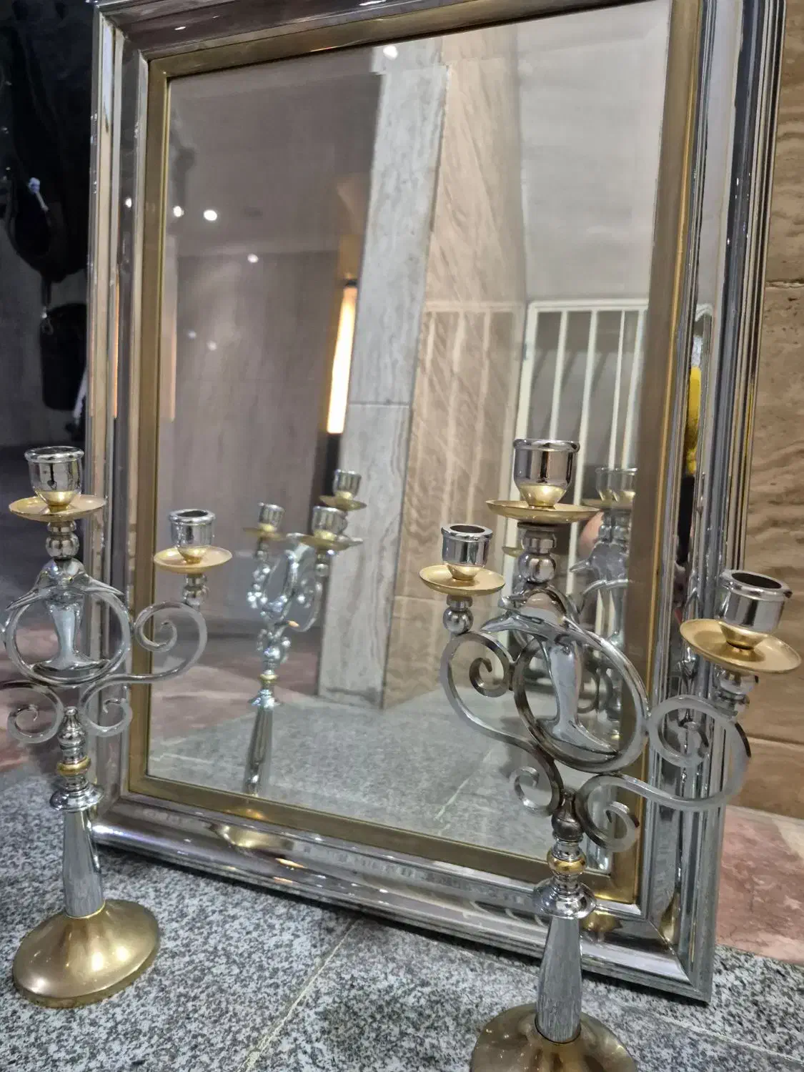 فروش آیینه و شمعدان برنج|آینه|ری, دیلمان|دیوار