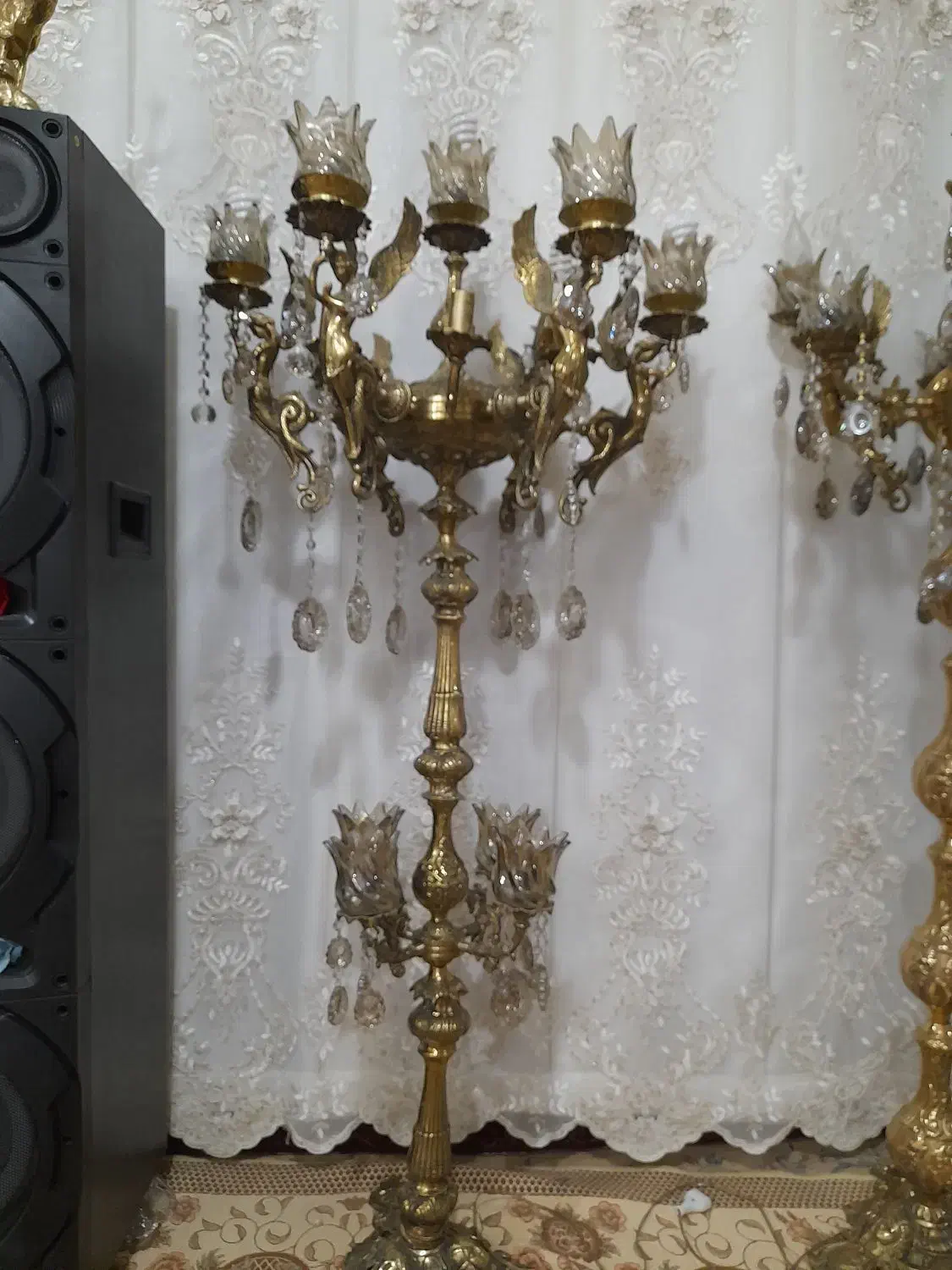 لوسترزمینی کنارسالنی برنزاصل|لوستر و چراغ آویز|کبودرآهنگ, |دیوار