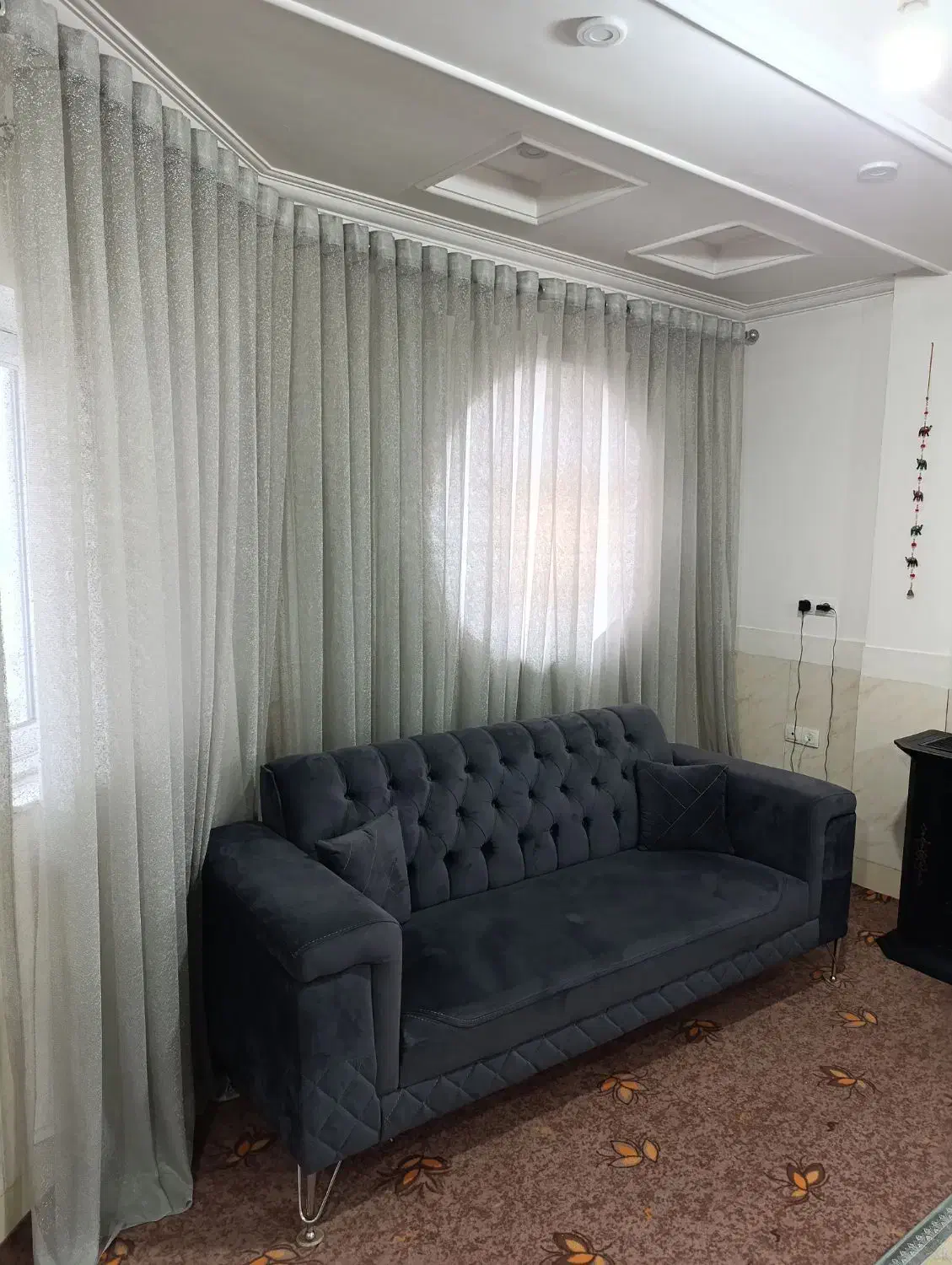 پرده رنگ فیلی طوسی|پرده، رانر، رومیزی|بندر ترکمن, |دیوار