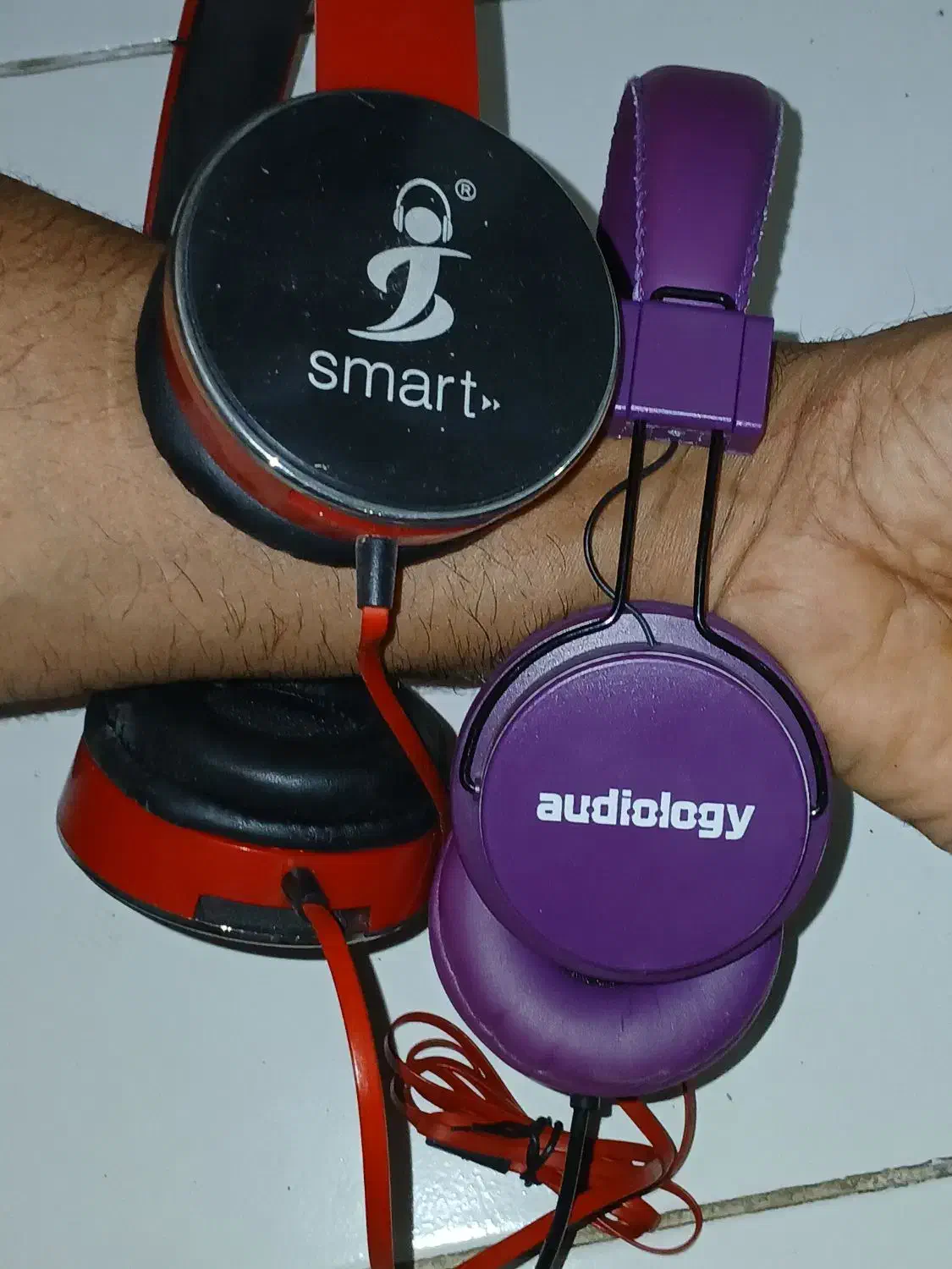 هدفون چرمی قرمز و بنفشAUDIOLOGY SMART|پخش‌کننده همراه|تهران, ولنجک|دیوار