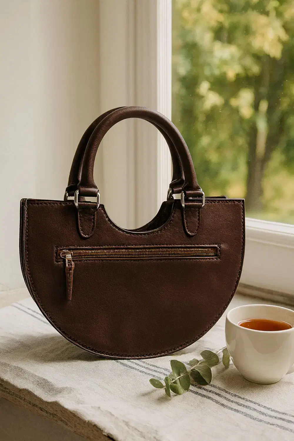 کیف نیم گرد تمام چرم بزی دست دوز|کیف، کفش، کمربند|یزد, |دیوار