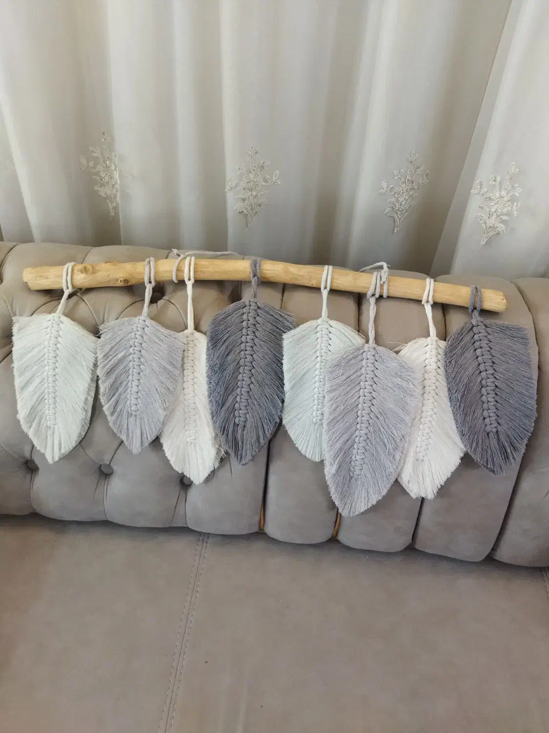 دیوار کوب مکرومه رنگ بندی طوسی|صنایع دستی و سایر لوازم تزئینی|شاهین‌شهر, فدک|دیوار