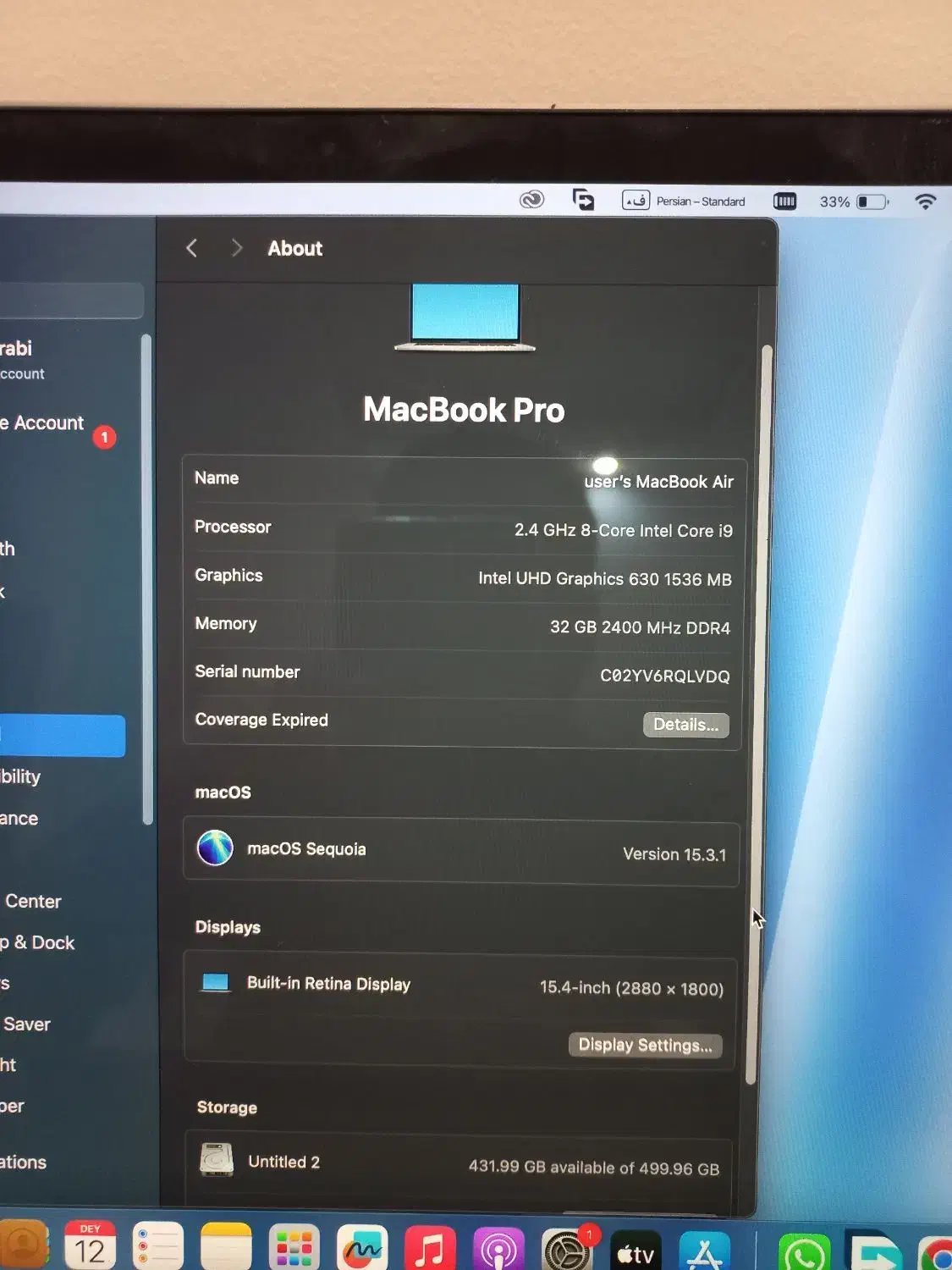 لپ تاپ  mac book 2019|رایانه همراه|تهران, تاکسیرانی|دیوار