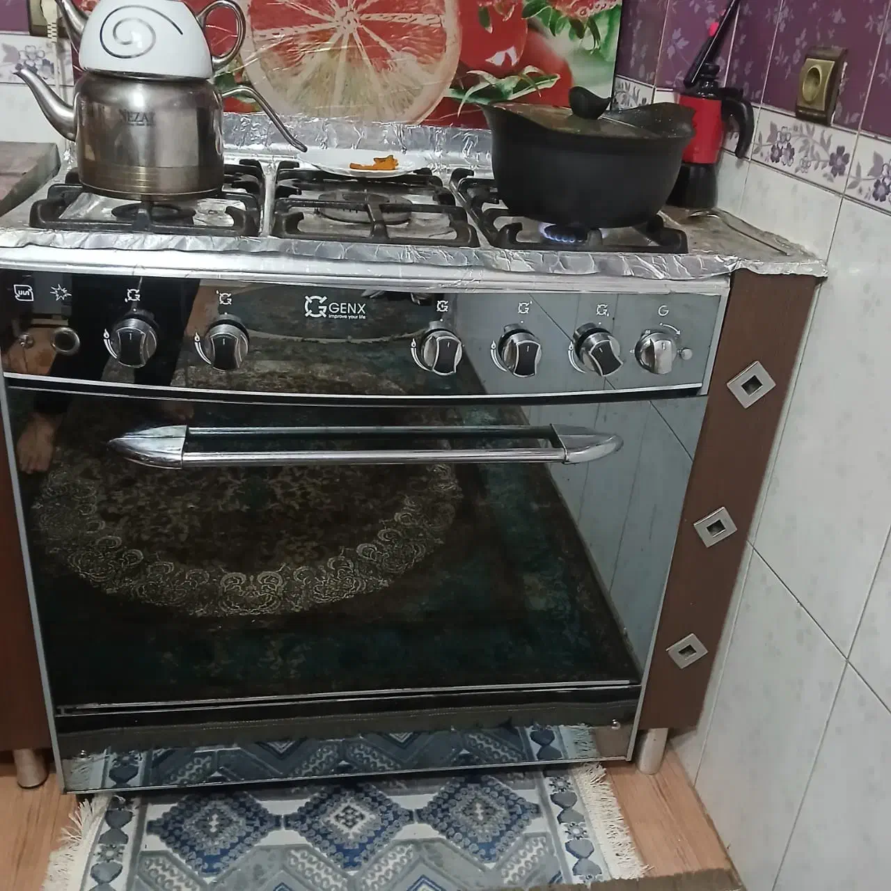 اجاق گاز طرح فر پنج شعله در حد نو|اجاق گاز و لوازم برقی پختوپز|ورامین, شهرک مدرس|دیوار