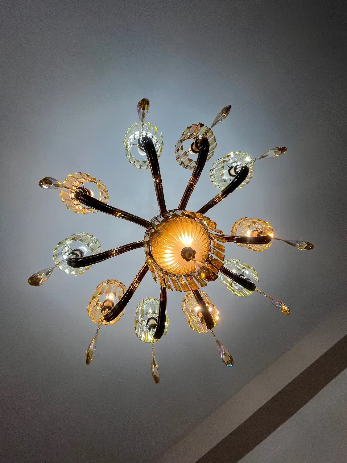 دو عدد لوستر- یکی ۱۰شاخه کریستال و یکی چوبی کلاسیک|لوستر و چراغ آویز|پردیس, فاز ۸|دیوار