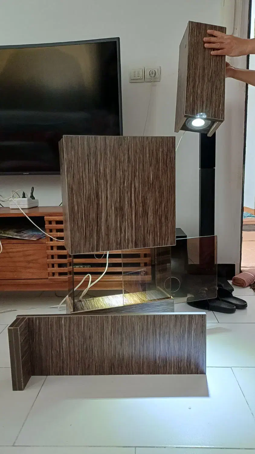 شلف دیواری تی وی دکوری...|کتابخانه، شلف، قفسههای دیواری|ملارد, |دیوار