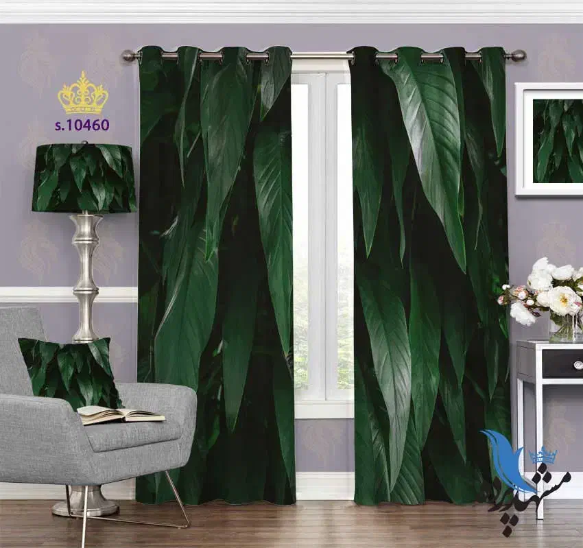 پرده طرح برگ سبز|پرده، رانر، رومیزی|بوشهر, |دیوار