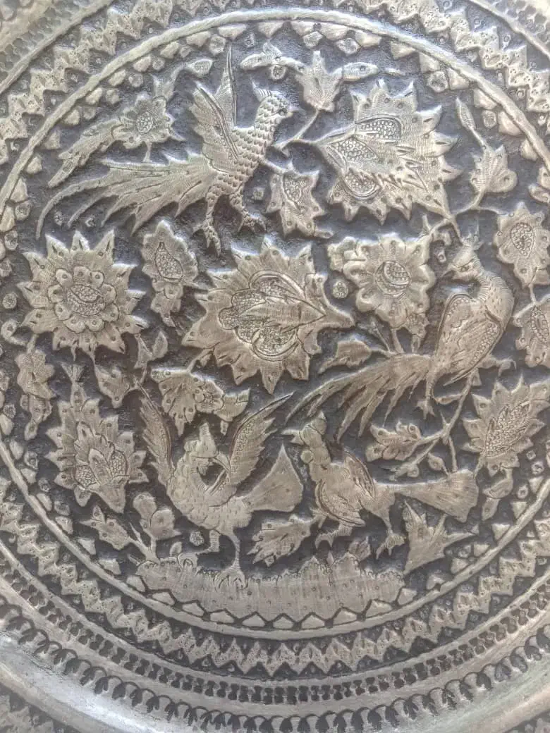 سینی مسی قلمکاری|کلکسیون اشیاء عتیقه|اصفهان, سنبلستان|دیوار