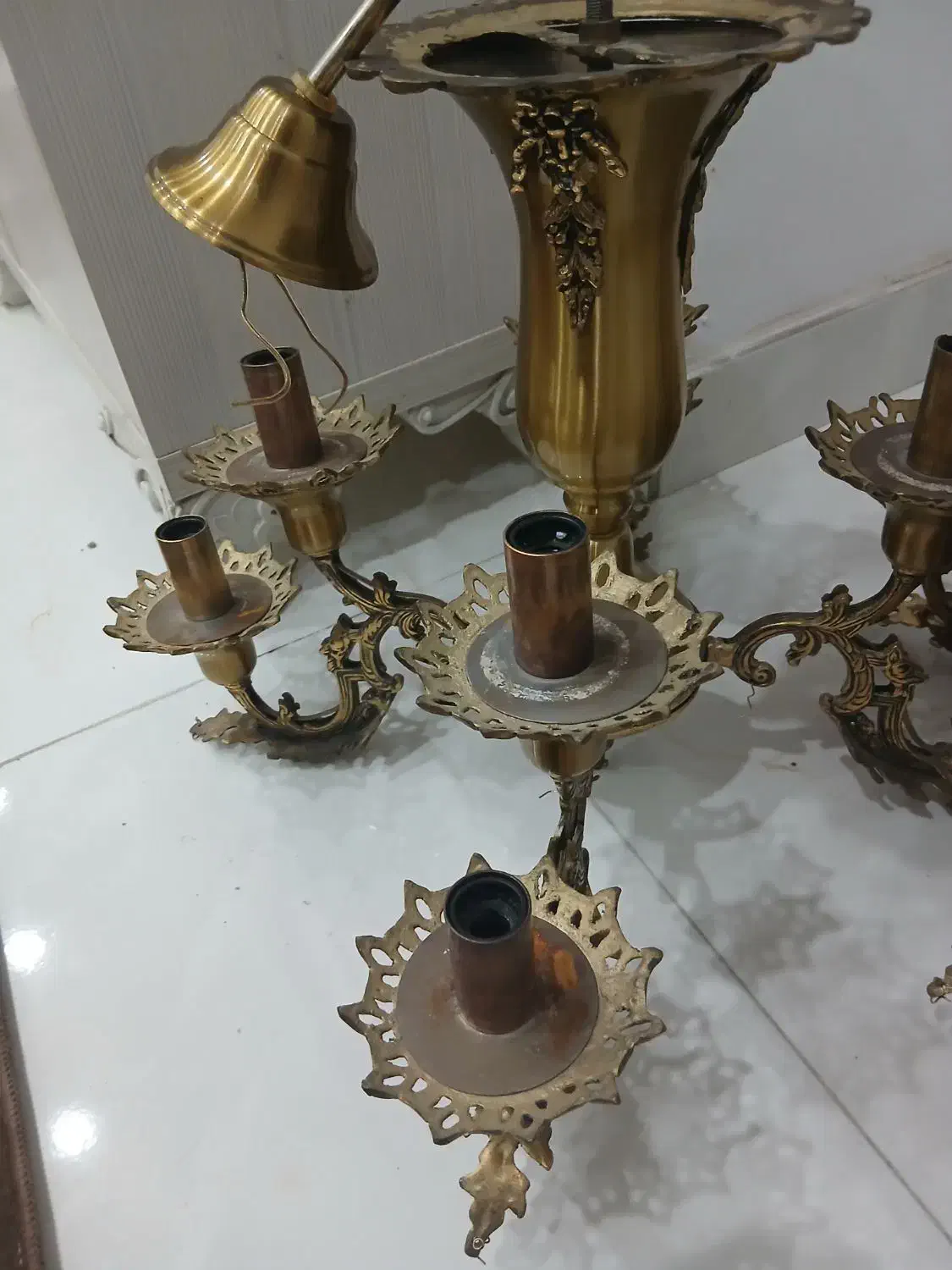 لوستر برنجی|لوستر و چراغ آویز|تهران, خزانه|دیوار