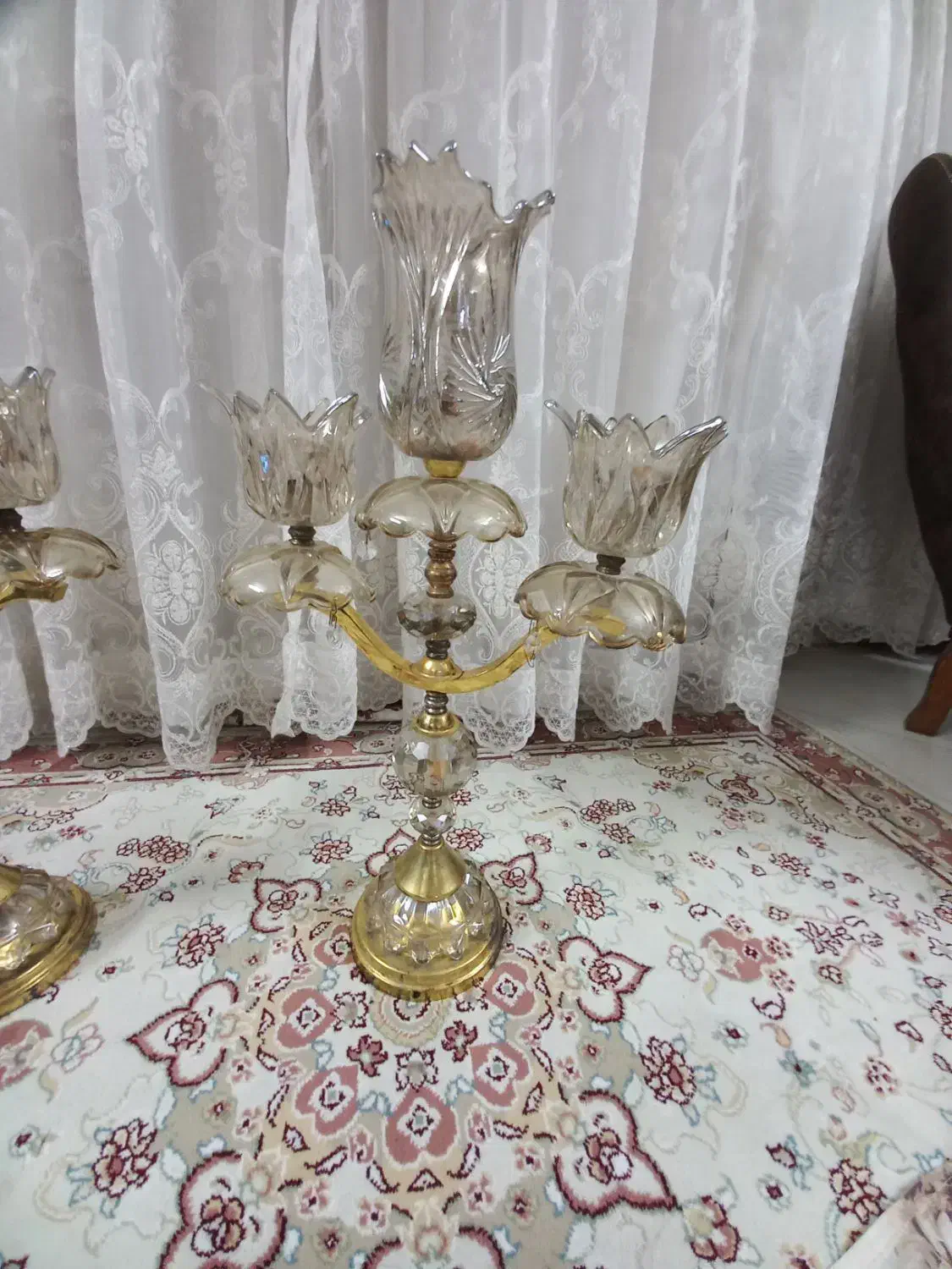 یک جفت لاله پایه برنجی قدیمی|لوستر و چراغ آویز|مشهد, کلاهدوز|دیوار