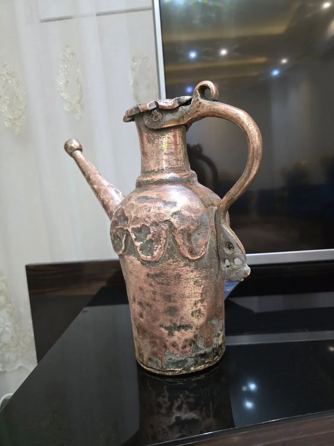 افتابه مسی قدمت قجری|کلکسیون اشیاء عتیقه|یزد, |دیوار