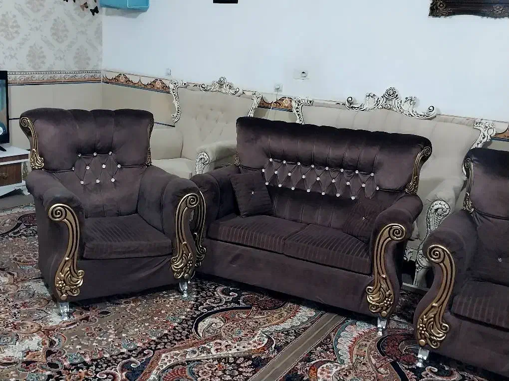 مبل قهوهای|مبلمان خانگی و میز عسلی|تاکستان, |دیوار