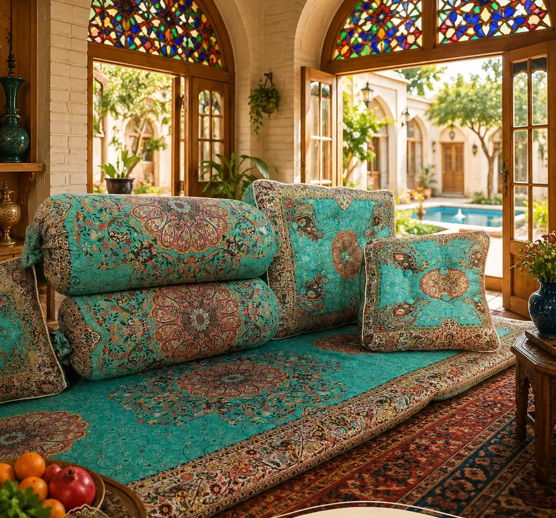 شاه نشین ترمه رنگ سبز فیروزه ای مدل سلطنتی|پشتی|تهران, بهارستان|دیوار