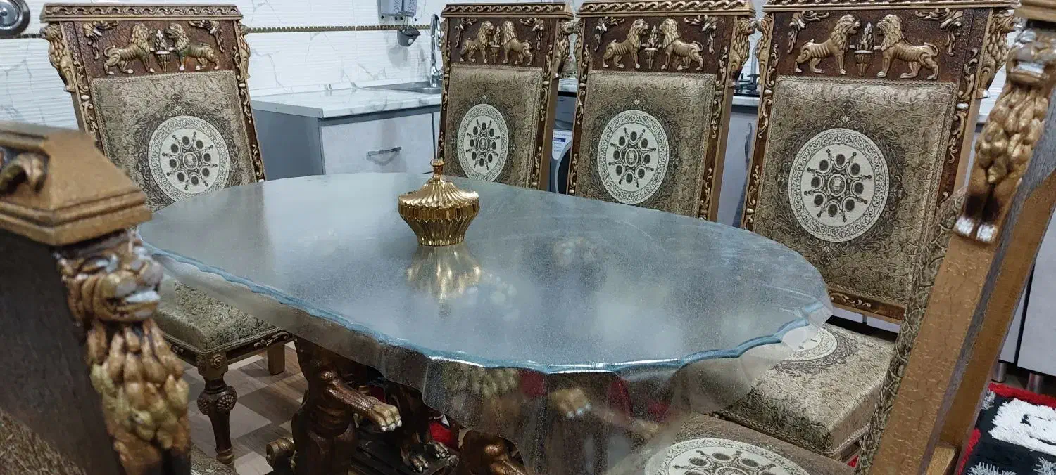 مبل چوبی بامیزغذا خوری هشت نفره|مبلمان خانگی و میز عسلی|مشگین شهر, |دیوار